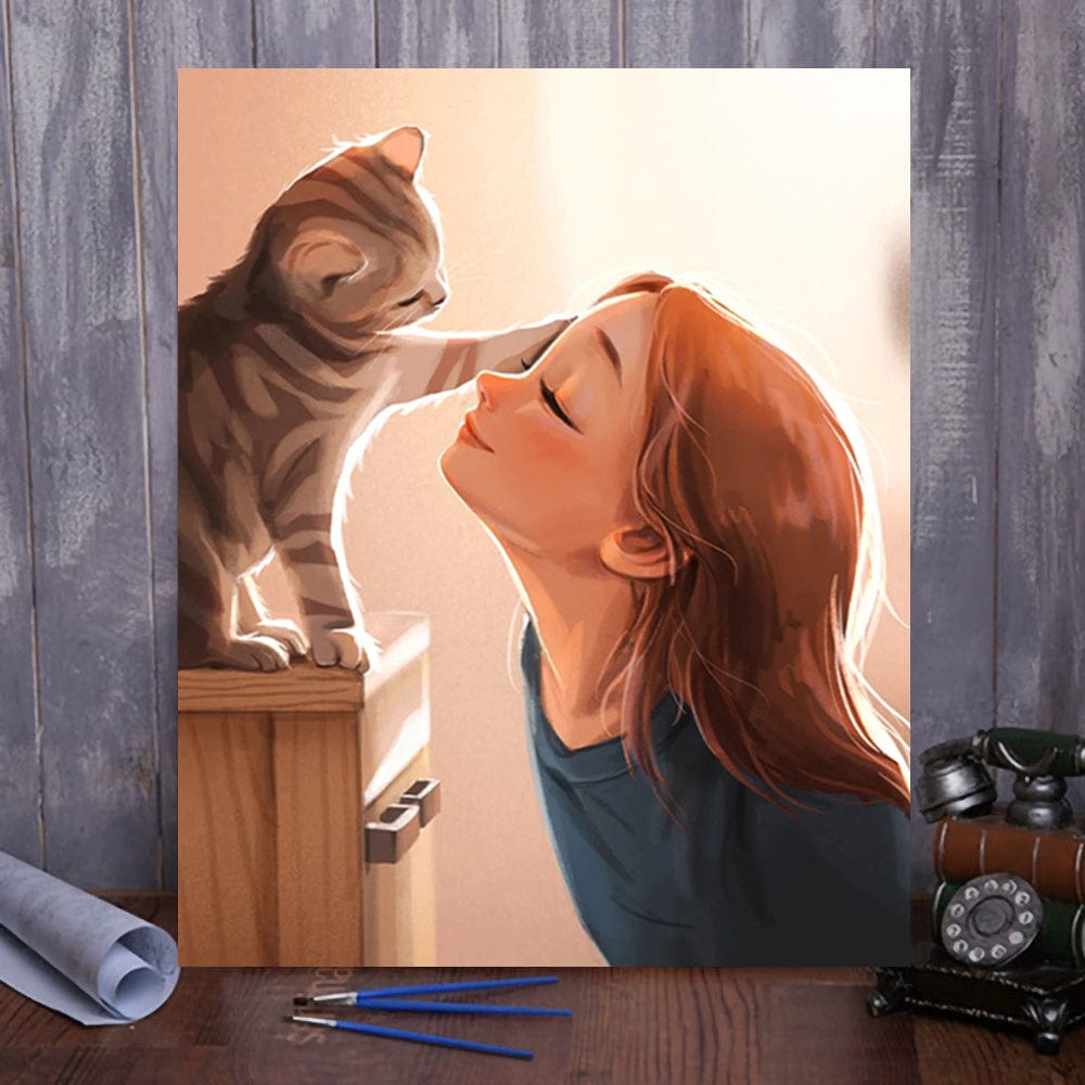 DIY Painting By Numbers -Girl and Pet (16"x20" / 40x50cm)