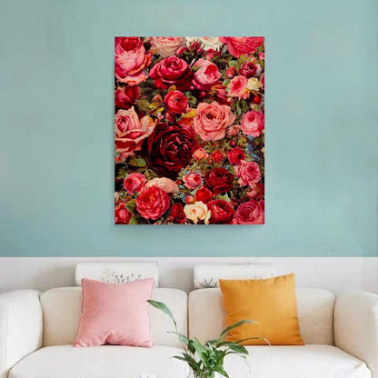 DIY Painting By Numbers - 'Red Roses' (16"x20" / 40x50cm)