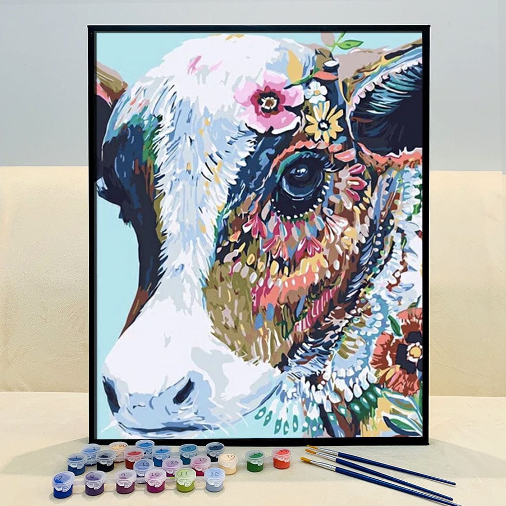 DIY Painting By Numbers - Colorful Cow