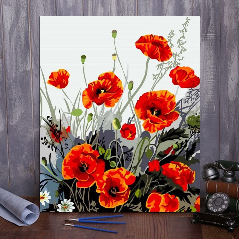 DIY Painting By Numbers -Poppy Flower