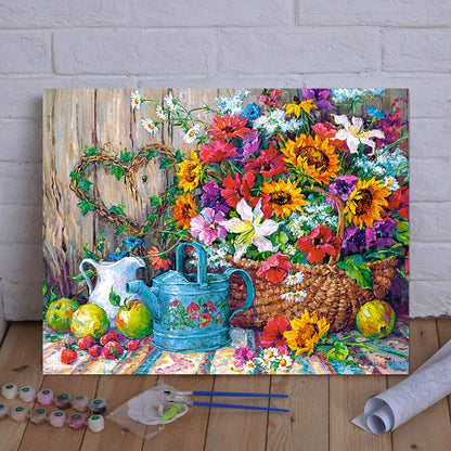 DIY Painting By Numbers - Flowers in the basket