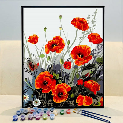 DIY Painting By Numbers -Poppy Flower