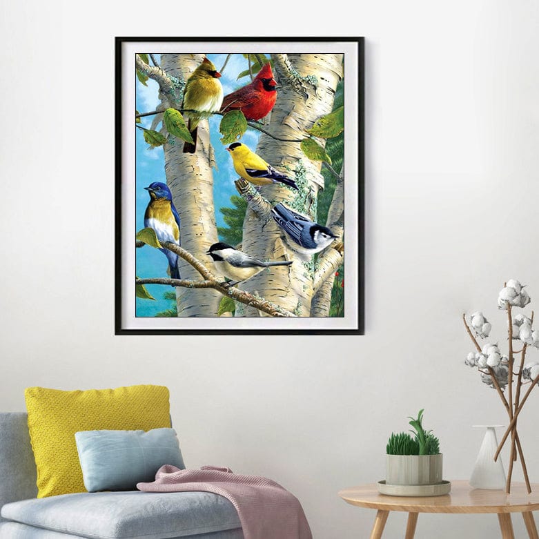 DIY Painting By Numbers -  Birds On The Tree(16"x20" / 40x50cm)