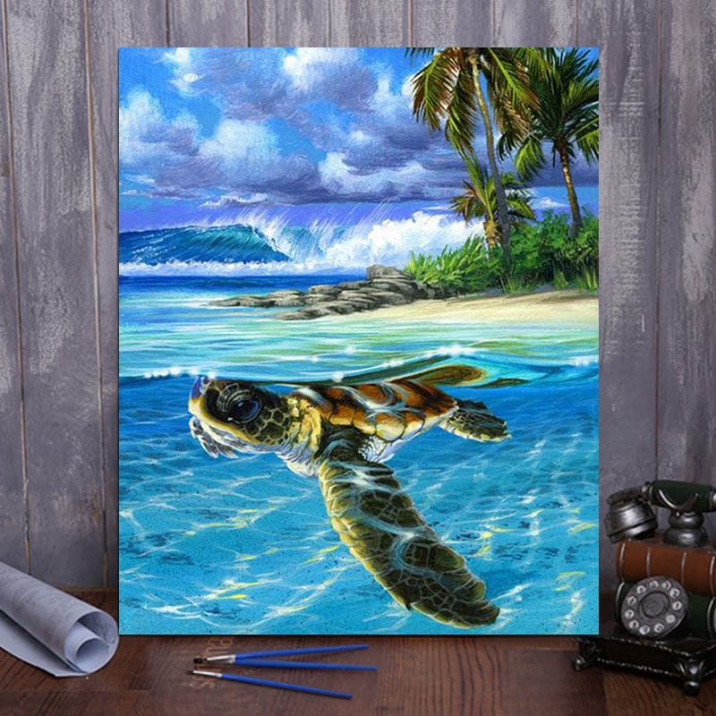 DIY Painting By Numbers -  Sea turtle -1 (16"x20" / 40x50cm)