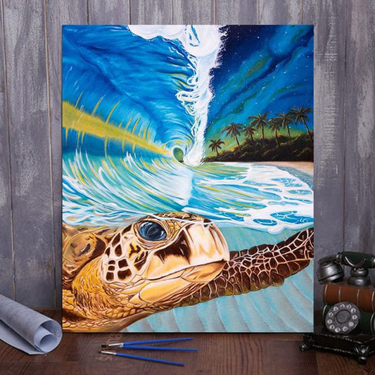 DIY Painting By Numbers -  Sea turtle (16"x20" / 40x50cm)