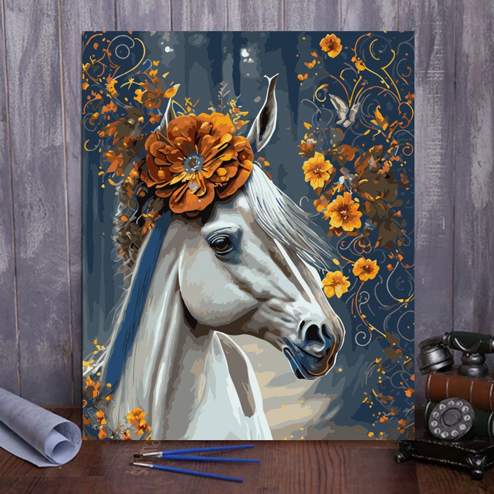 【New Year Sale】 ColourMost™ DIY Painting By Numbers (EXCLUSIVE) - Horse in  the flowers (16x20)