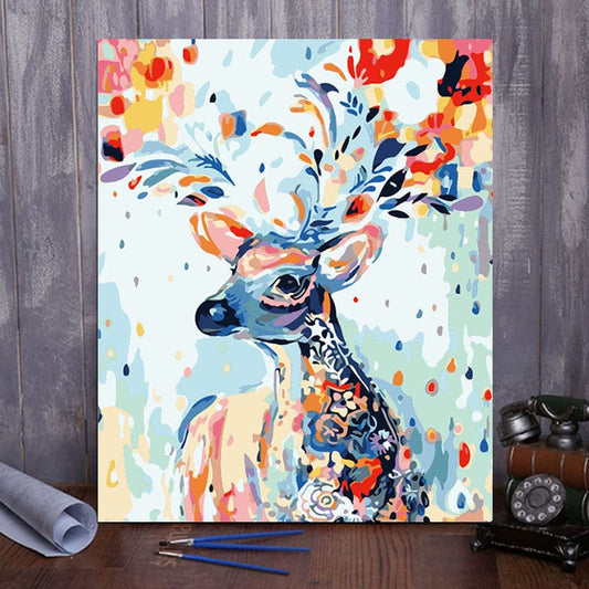 DIY Painting By Numbers -Colorful Deer (16"x20" / 40x50cm)