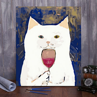 DIY Painting By Numbers - Cheers Cat (16"x20" / 40x50cm)