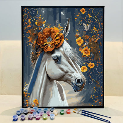 ColourMost™ DIY Painting By Numbers (EXCLUSIVE) - Horse in the flowers (16"x20")