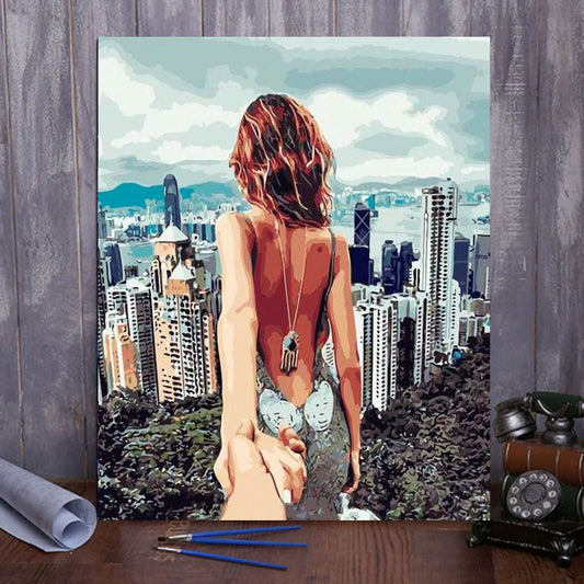 ColourMost™ DIY Painting By Numbers - Couple in Hong Kong (16"x20")