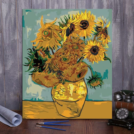 DIY Painting By Numbers -Sunflowers-Van Gogh