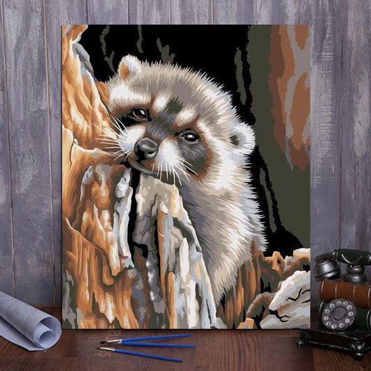 DIY Painting By Numbers - Raccoon (16"x20" / 40x50cm)