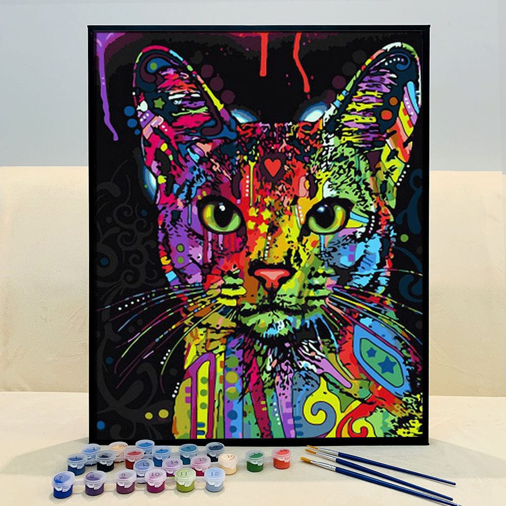 DIY Painting By Numbers - Colorful Cat