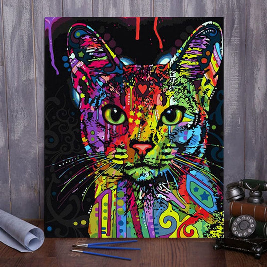 DIY Painting By Numbers - Colorful Cat