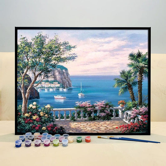 DIY Painting By Numbers - The Mediterranean Sea Landscape