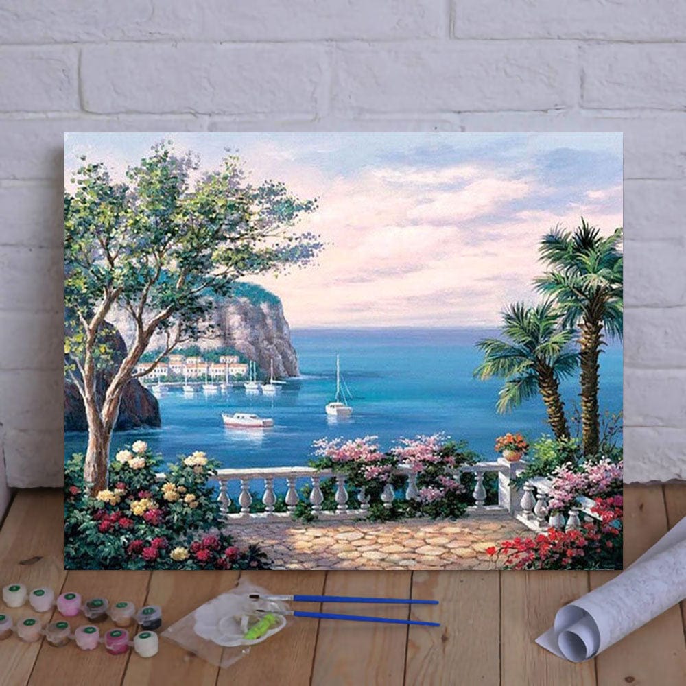 DIY Painting By Numbers - The Mediterranean Sea Landscape
