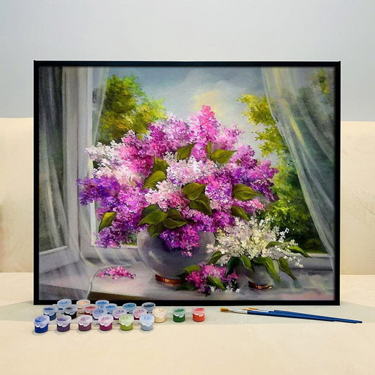 DIY Painting By Numbers - Purple flowers