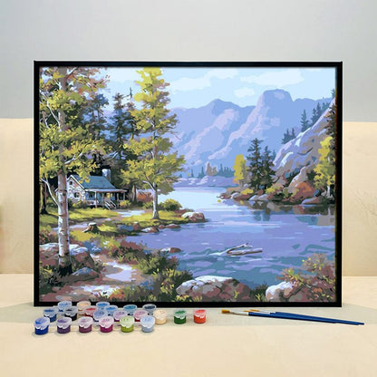 DIY Painting By Numbers - Lake in the mountains