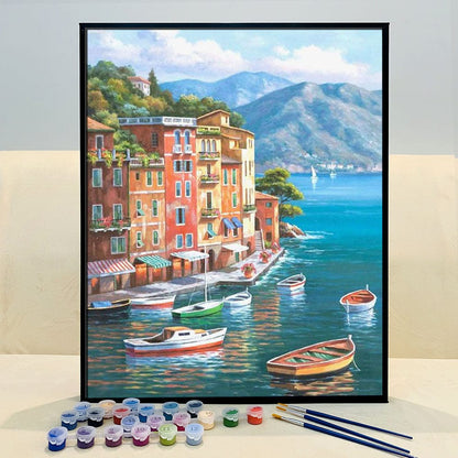 DIY Painting By Numbers -Lakeside town