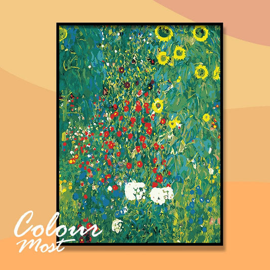 DIY Painting By Numbers - 'Farm Garden with Sunflowers' by Gustav Klimt (16"x20" / 40x50cm)