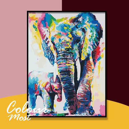 DIY Painting By Numbers -Colorful Elephants(16"x20" / 40x50cm)