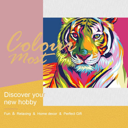 DIY Painting By Numbers - Colorful Tiger (16"x20" / 40x50cm)