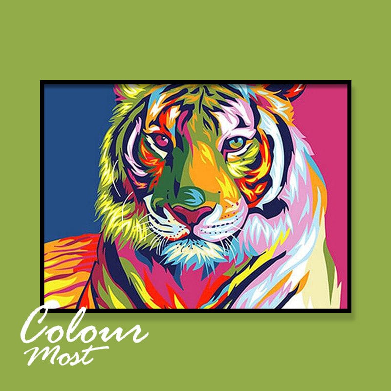 DIY Painting By Numbers - Colorful Tiger (16"x20" / 40x50cm)