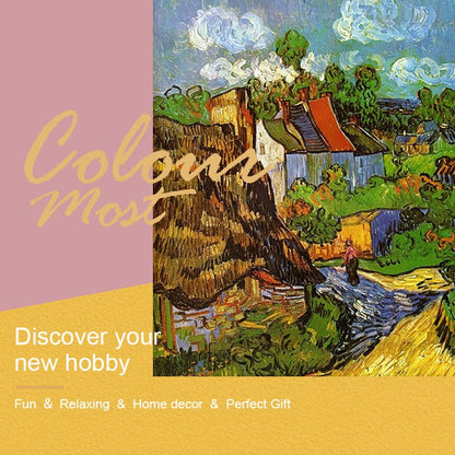 DIY Painting By Numbers -Van Gogh-Houses at Auvers(16"x20" / 40x50cm)