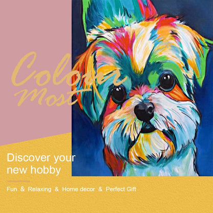DIY Painting By Numbers - Colorful Dog (16"x20" / 40x50cm)