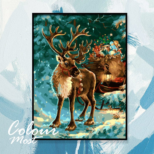 DIY Painting By Numbers - Christmas deer (16"x20" / 40x50cm)