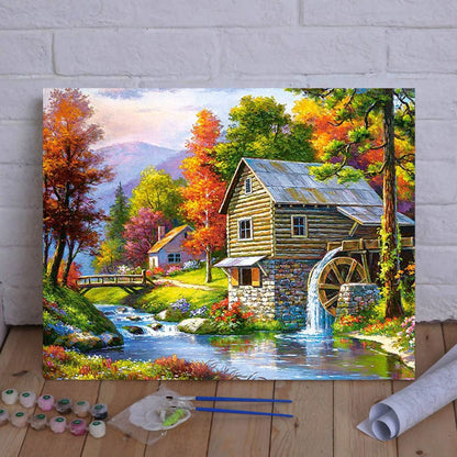 DIY Painting By Numbers - Forest cabin