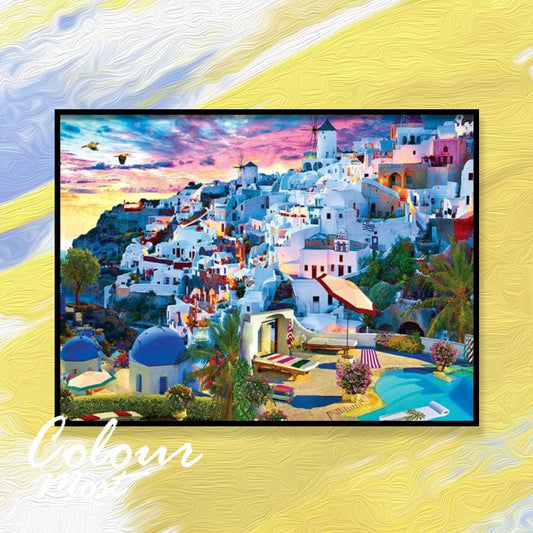 DIY Painting By Numbers - Santorini (16"x20" / 40x50cm)