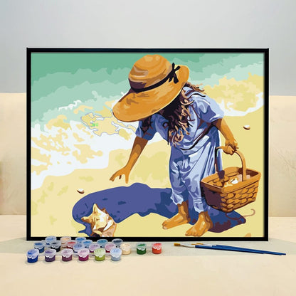 DIY Painting By Numbers - Little Girl On The Beach