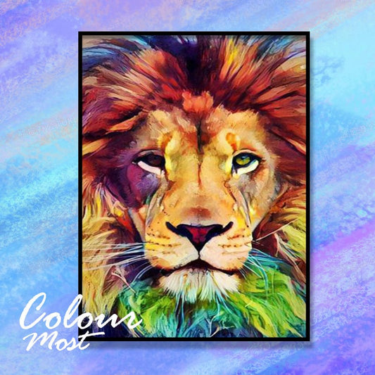 DIY Painting By Numbers - Colorful lion (16"x20" / 40x50cm)