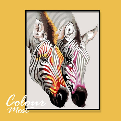 DIY Painting By Numbers - Colorful Zebra (16"x20" / 40x50cm)
