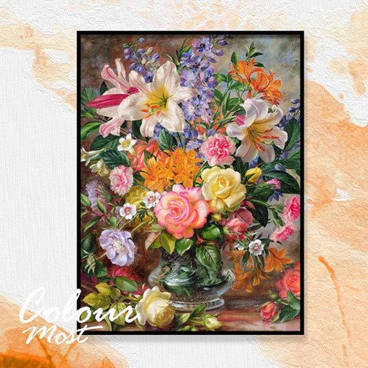 DIY Painting By Numbers -Flowers (16"x20" / 40x50cm)