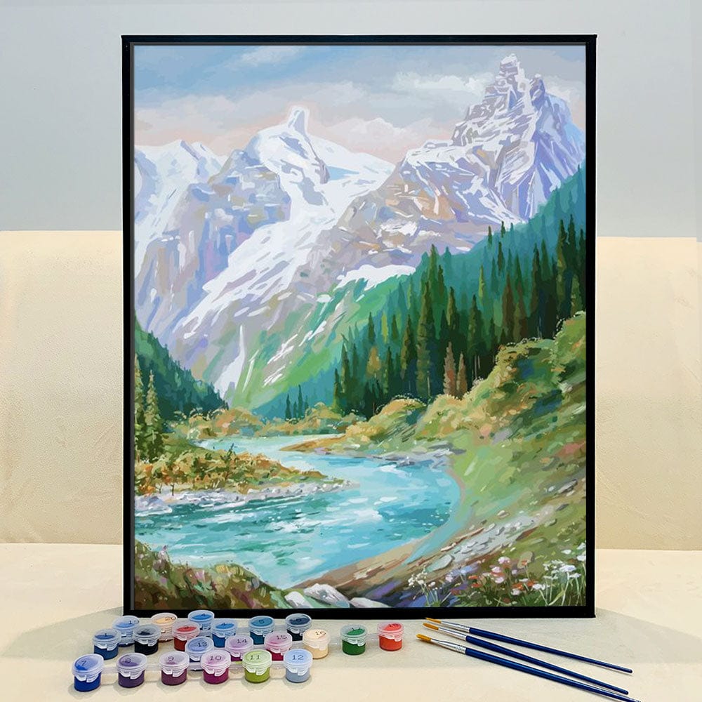 DIY Painting By Numbers - Mountains and rivers