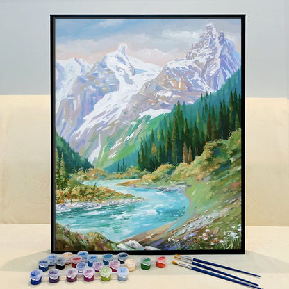 DIY Painting By Numbers - Mountains and rivers