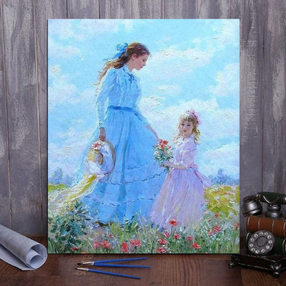 DIY Painting By Numbers - 'Mother & Daughter' (16"x20" / 40x50cm)