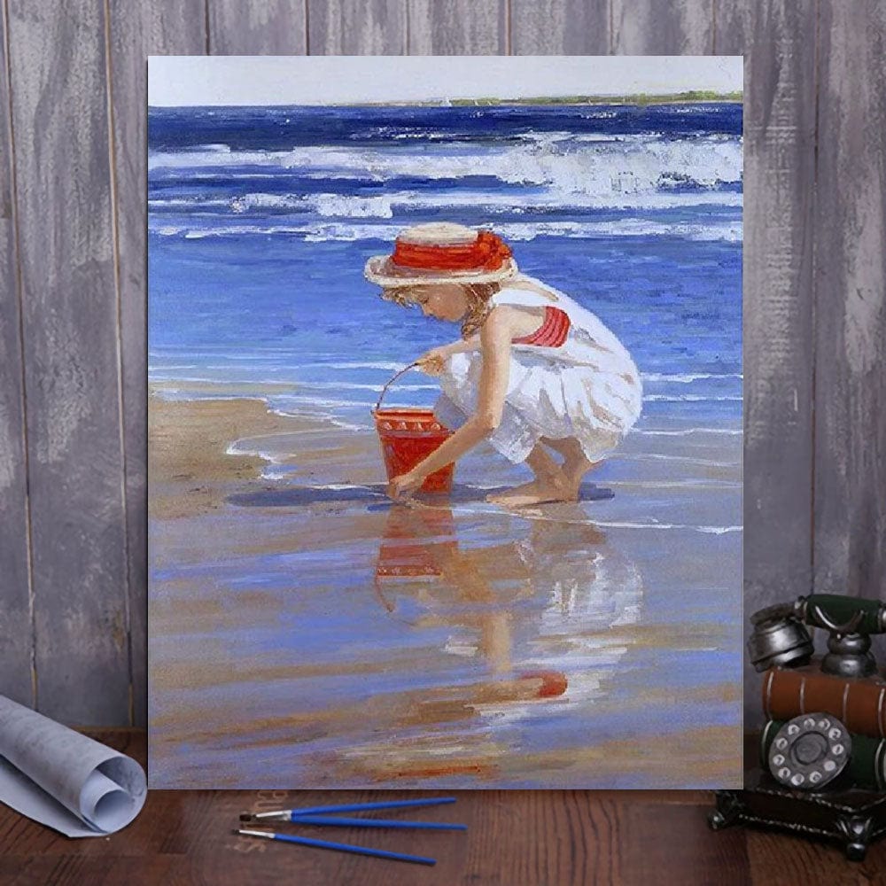 ColourMost™ DIY Painting By Numbers -Girl picking shells(16"x20")