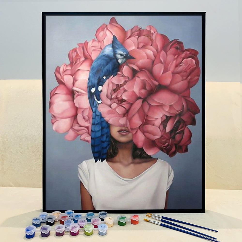 DIY Painting By Numbers - 'Flowers & Girl' - A