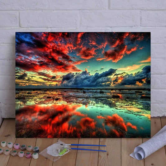 DIY Painting By Numbers - Red sunset