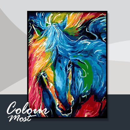 DIY Painting By Numbers - Colorful horse head (16"x20" / 40x50cm)