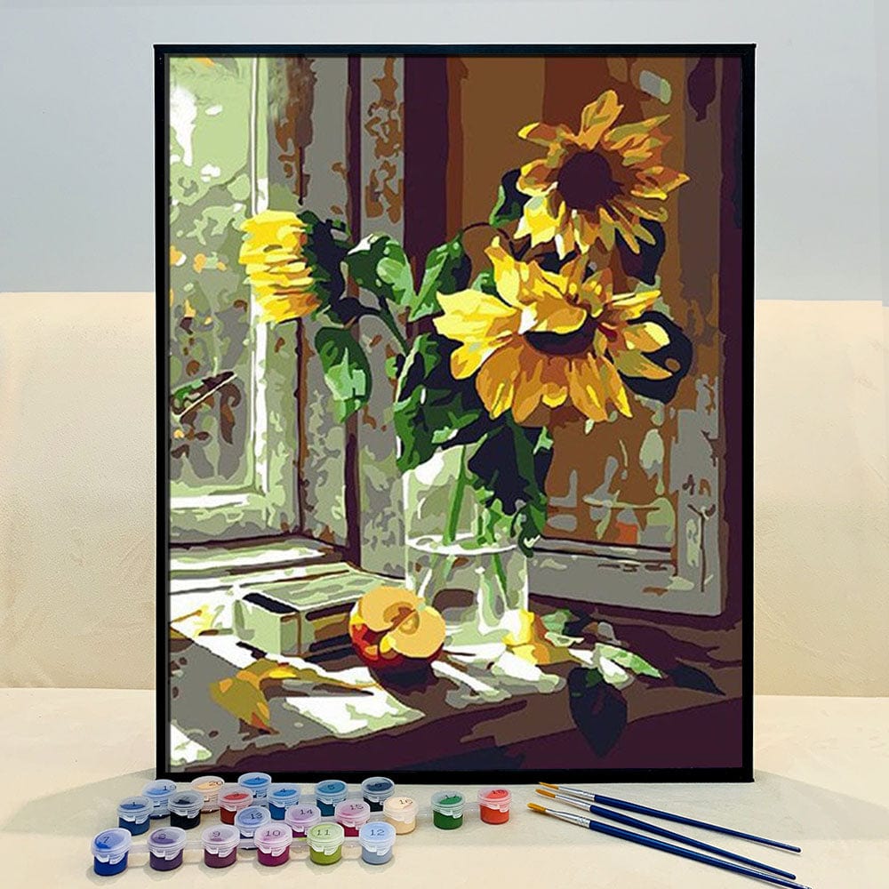 DIY Painting By Numbers - Sunflowers In A Bottle