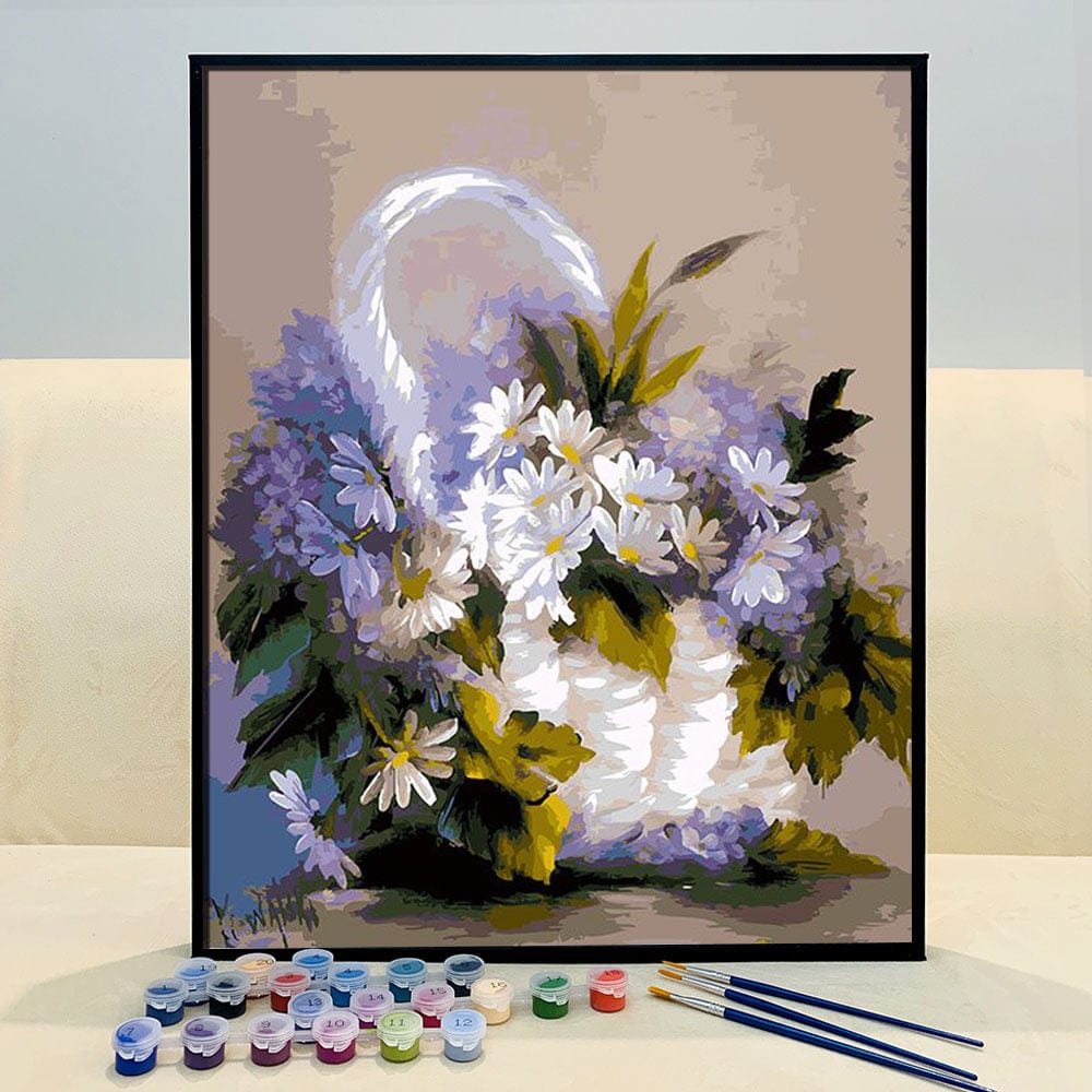 DIY Painting By Numbers - A basket of flowers
