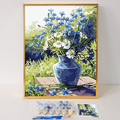 ColourMost™ DIY Painting By Numbers - Blue chrysanthemum (16"x20" / 40x50cm)