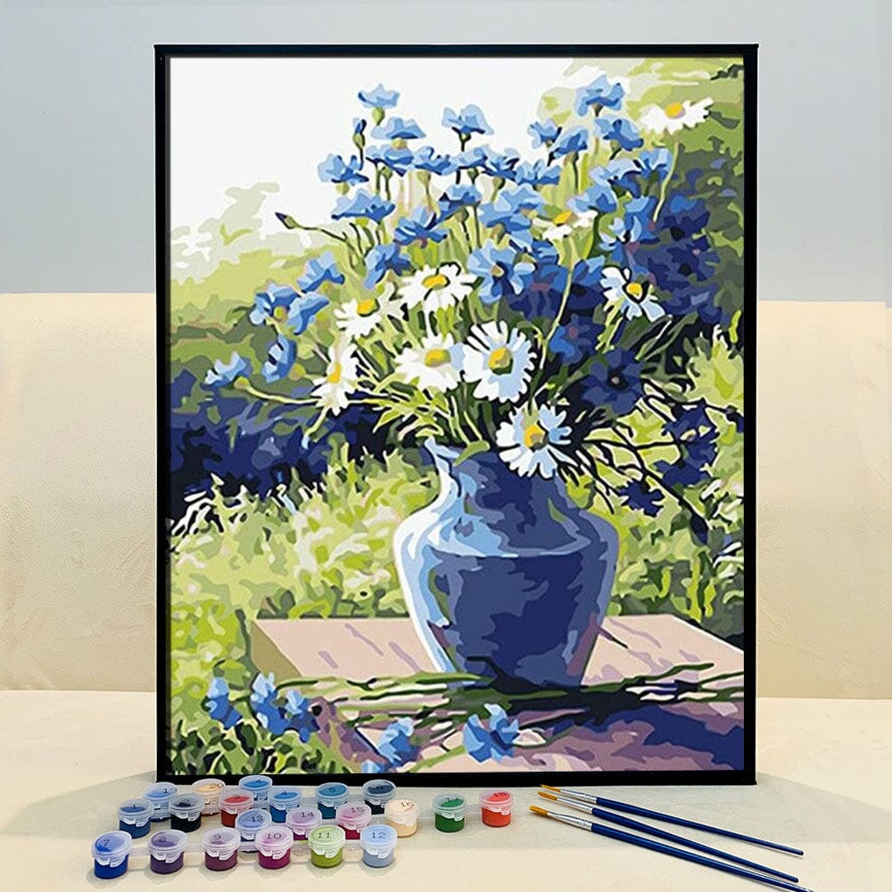 ColourMost™ DIY Painting By Numbers - Blue chrysanthemum (16"x20" / 40x50cm)
