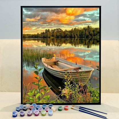 DIY Painting By Numbers -Lake ship