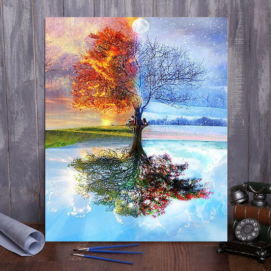 DIY Painting By Numbers -Four Seasons Tree