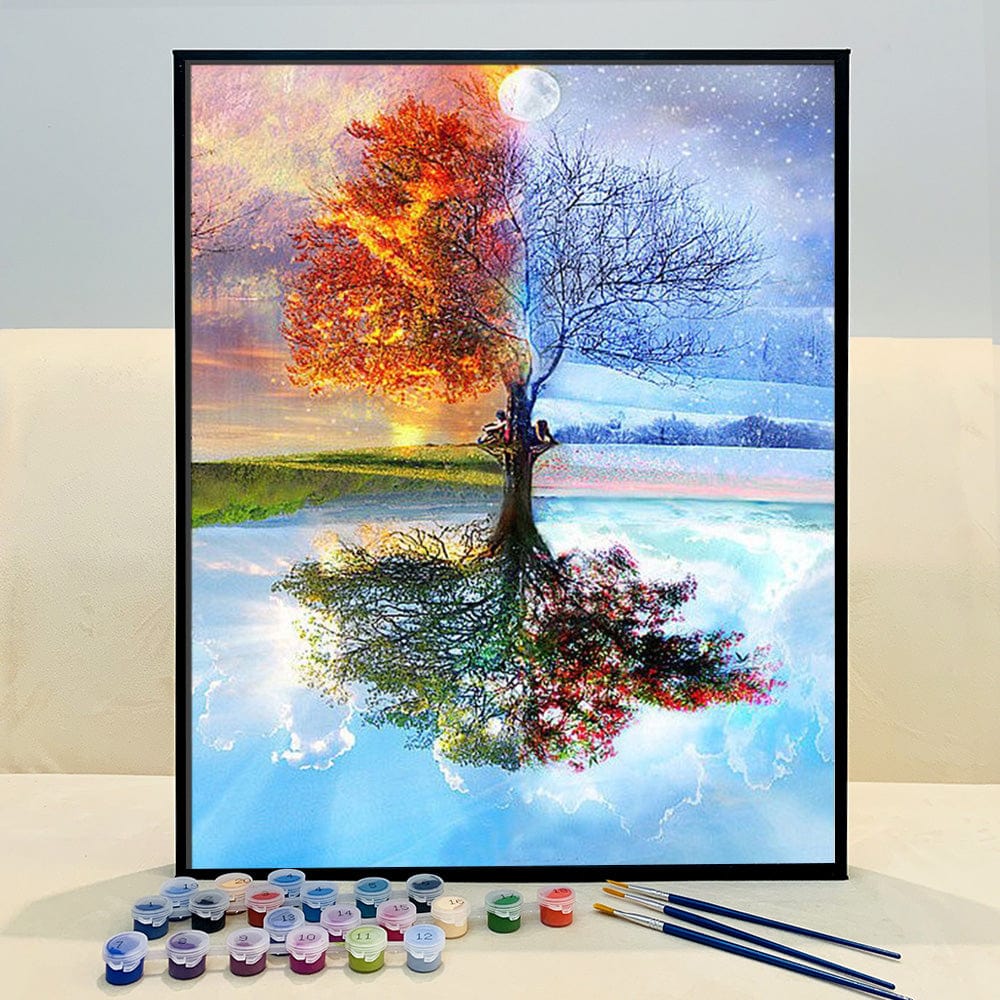 DIY Painting By Numbers -Colorful Trees